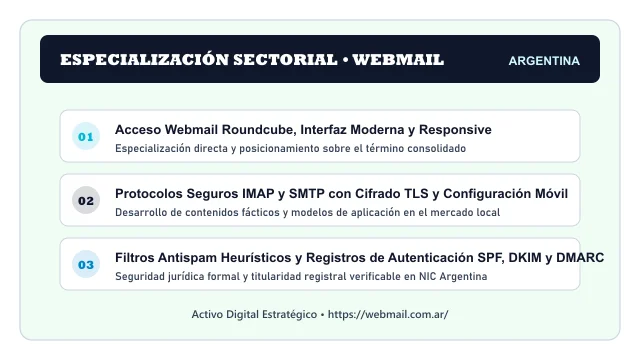 Pilares temáticos y especialización sectorial de Webmail en Argentina